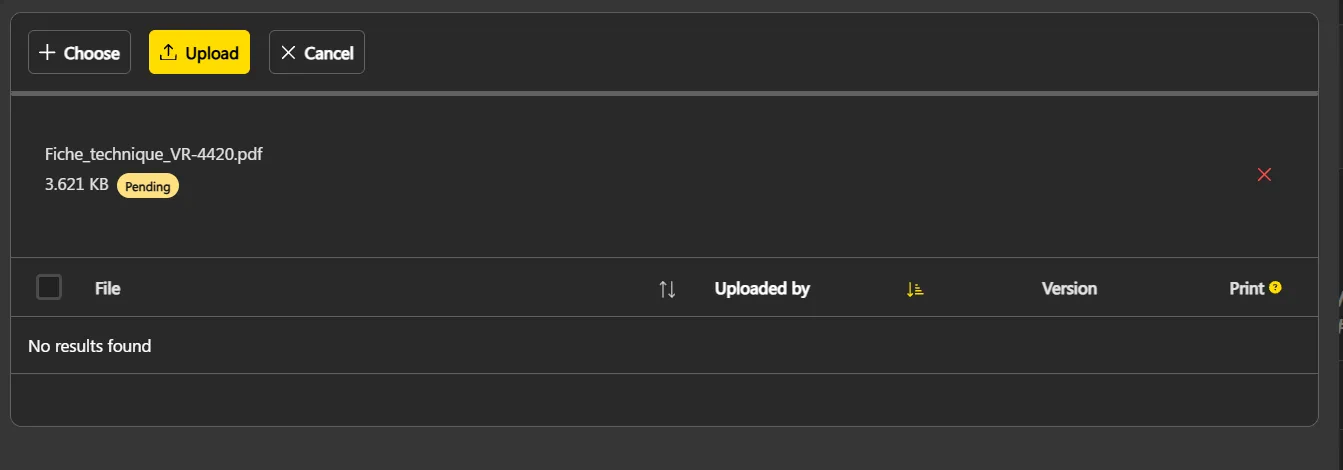 Files pending upload in the Files tab