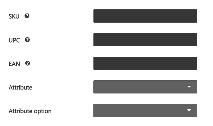 General tab — codes and attributes