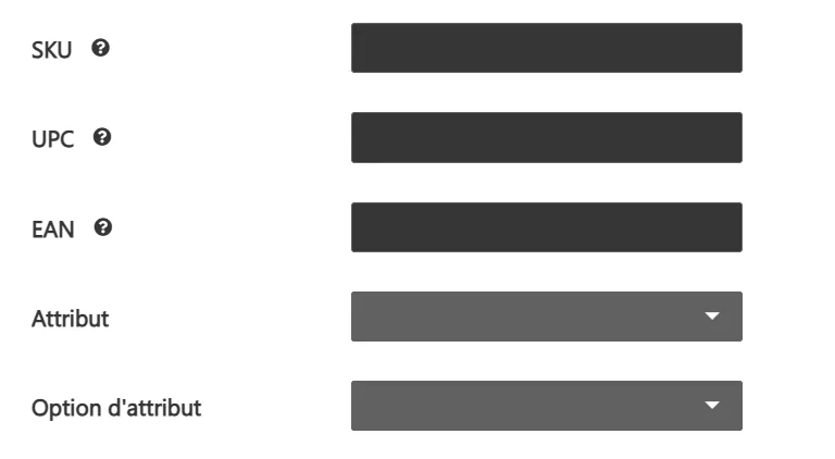 Onglet Général — codes et attributs