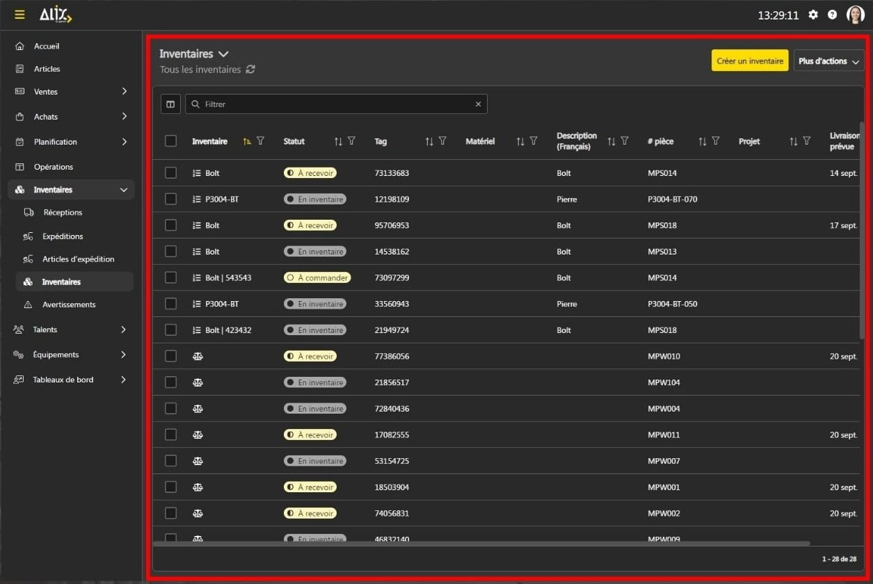 Updated user experience of the Inventory module